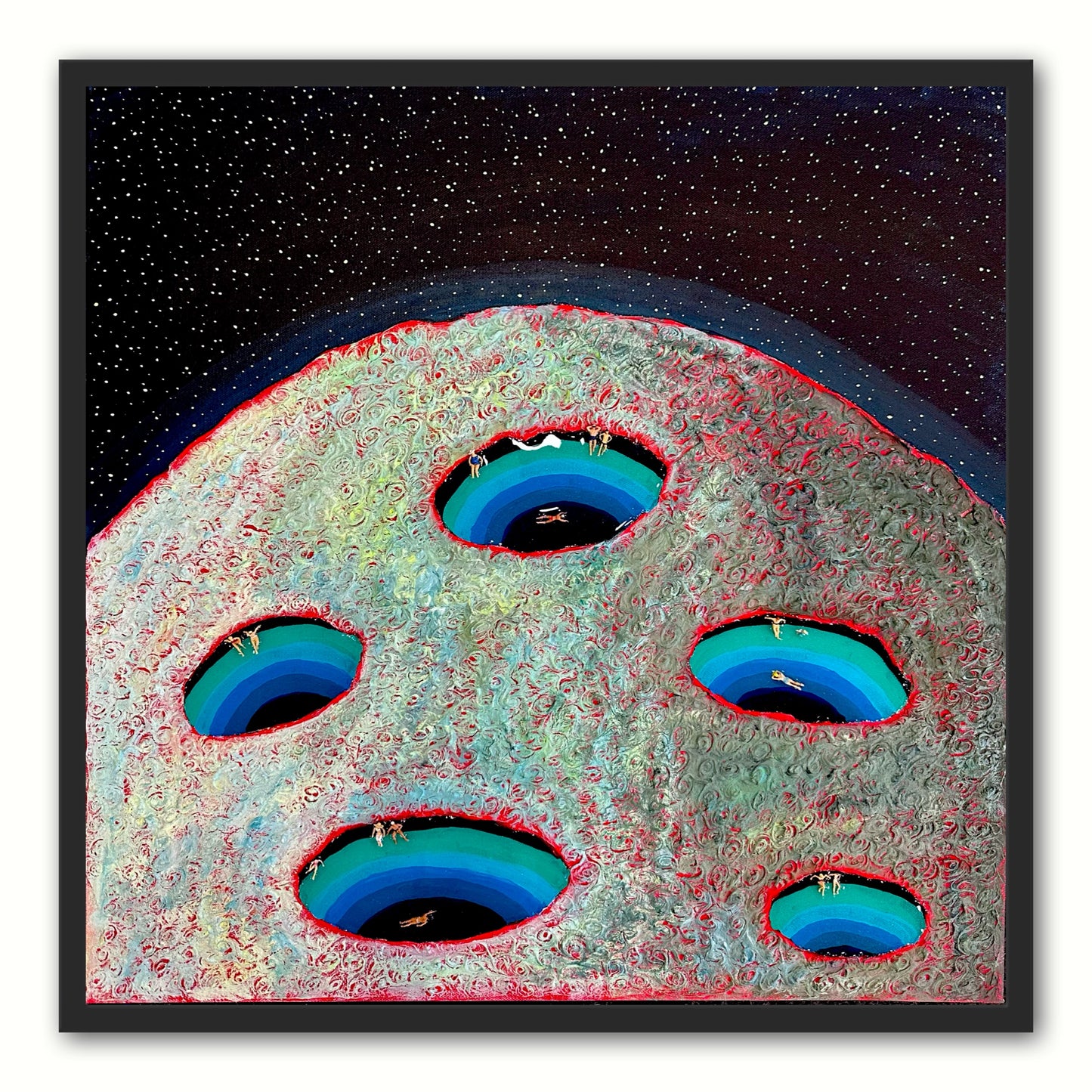Vacation on Mars 24x24in Original Framed - Featured in Colossal Magazine