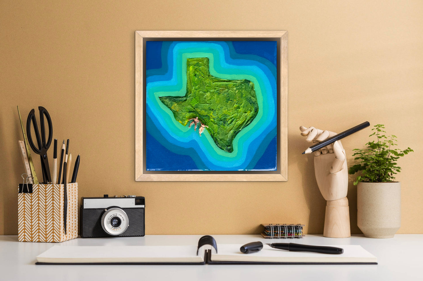 The Island of Texas: Just Us 6x6 Original Framed