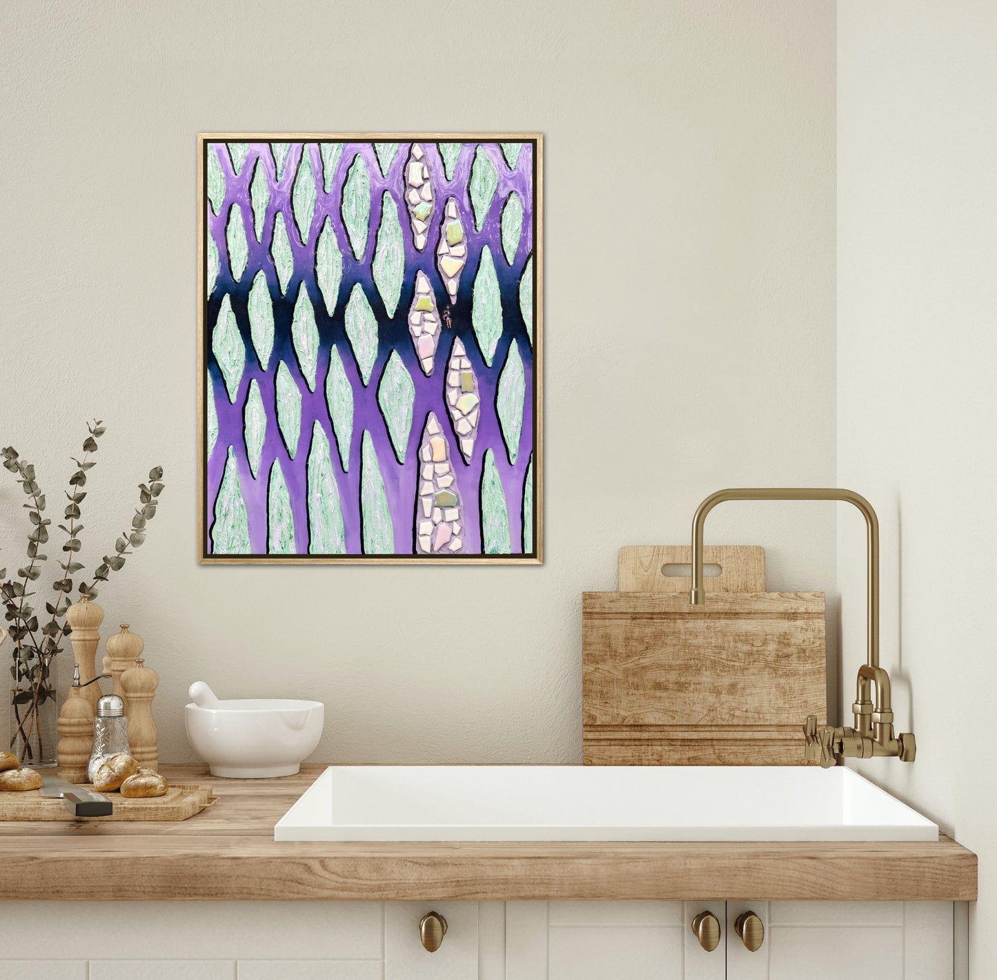 The Path Through the Darkness - 16x20in Mixed Media; Sand, Acrylic & Resin on Canvas Framed