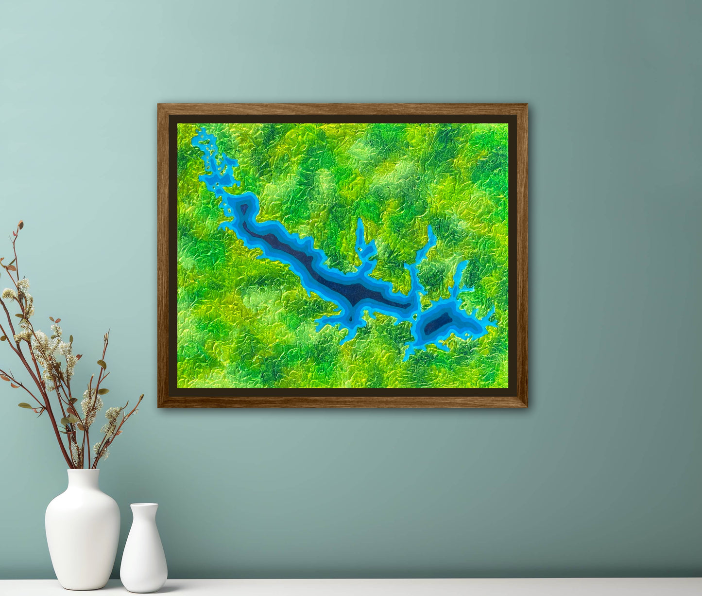 Lake O’ the Pines, Texas - 16x20 Fine Art Map made with Acrylic & Resin on Canvas