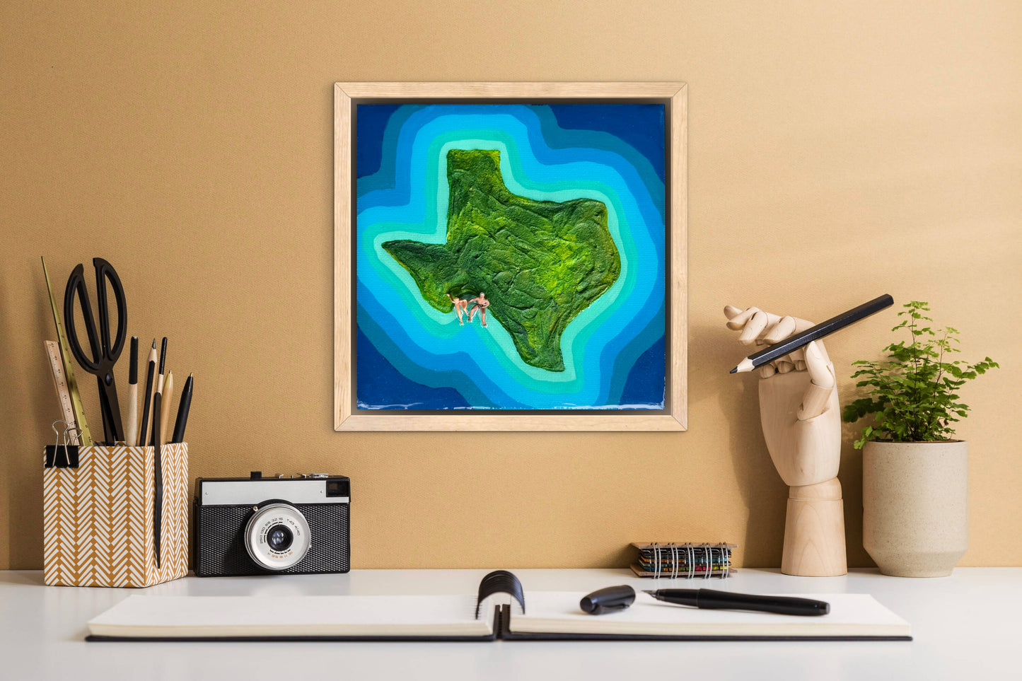The Island of Texas: Just Us 6x6 Original Framed