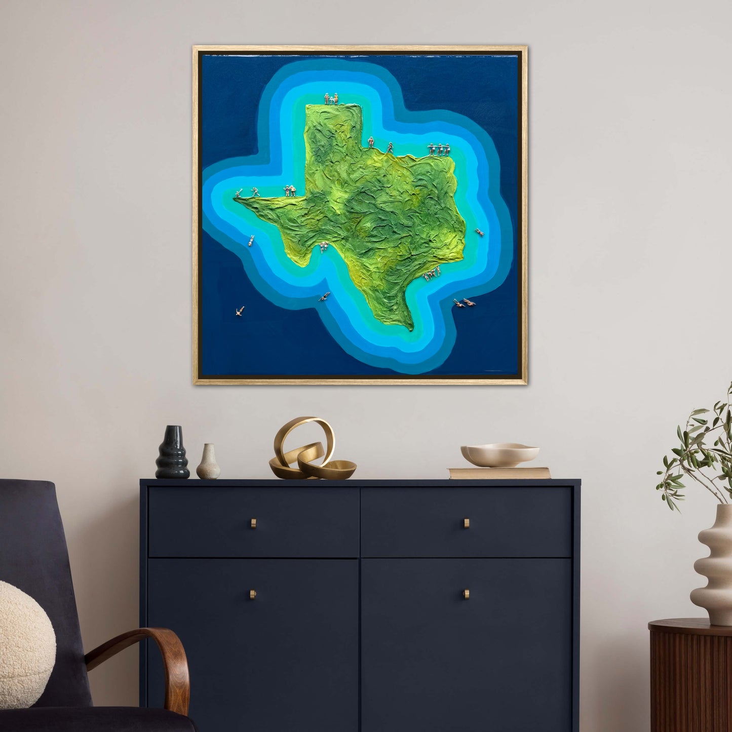 The Island of Texas 24x24in Original Framed