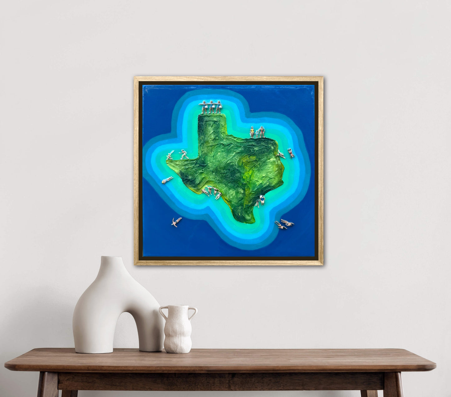 The Island of Texas 12x12in Original Framed