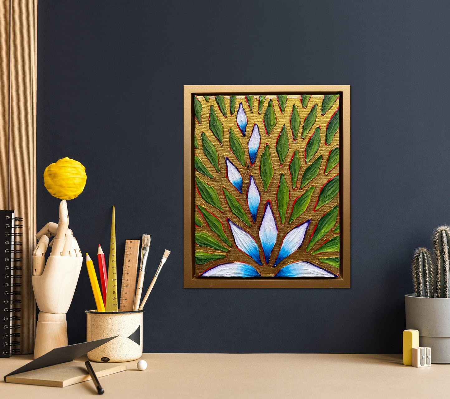 The Golden Path - 8x10in Mixed Media; Sand, Acrylic & Resin on Canvas Framed