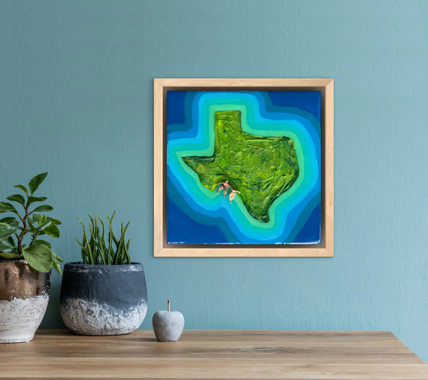 The Island of Texas: Just Us 6x6 Original Framed
