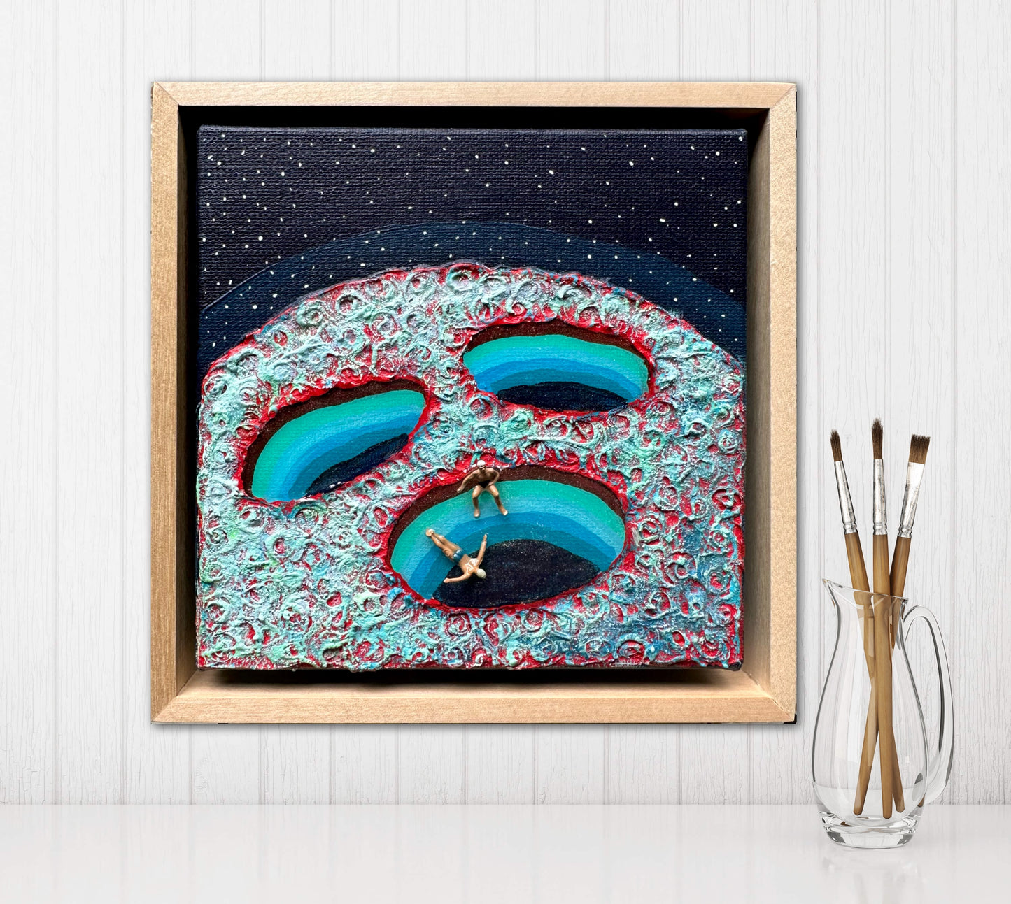 Vacation on Mars: Together Let’s Dive 6x6 Original Framed