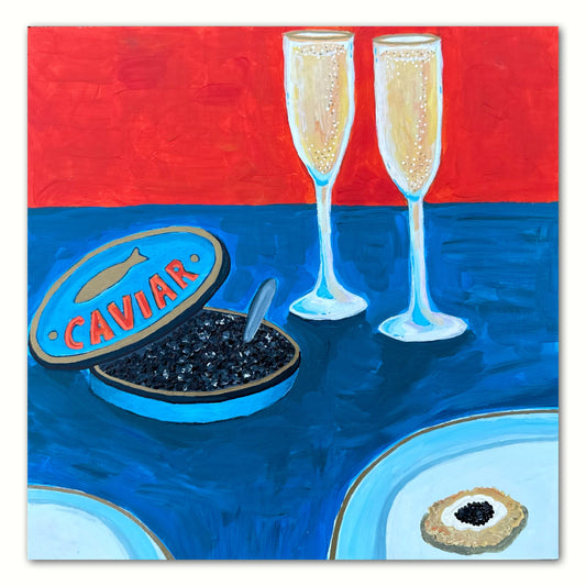 Little Luxuries Collection: We Go Together Like Champagne & Caviar - 12x12in Original Art