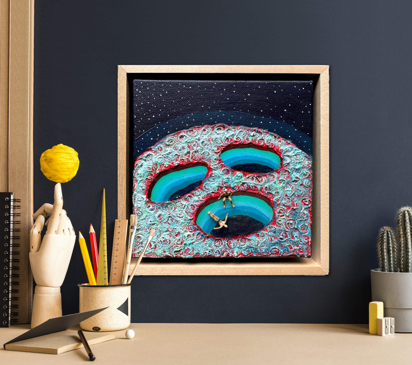 Vacation on Mars: Together Let’s Dive 6x6 Original Framed