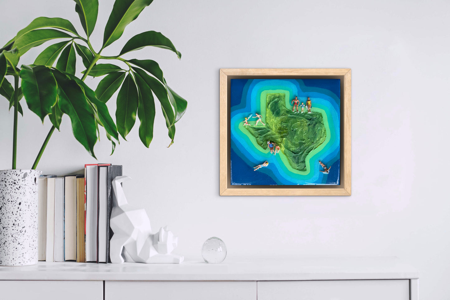 The Island of Texas: Better Together 6x6 Original Framed