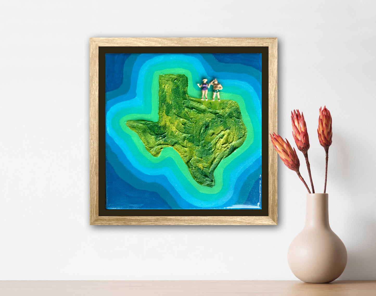 The Island of Texas: For Life 6x6 Original Framed