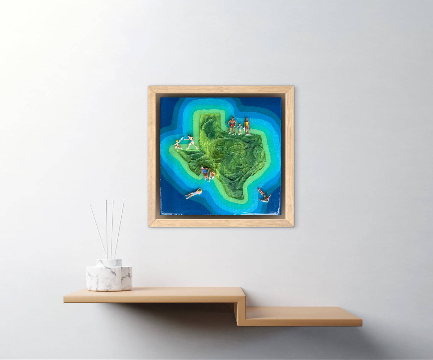 The Island of Texas: Better Together 6x6 Original Framed