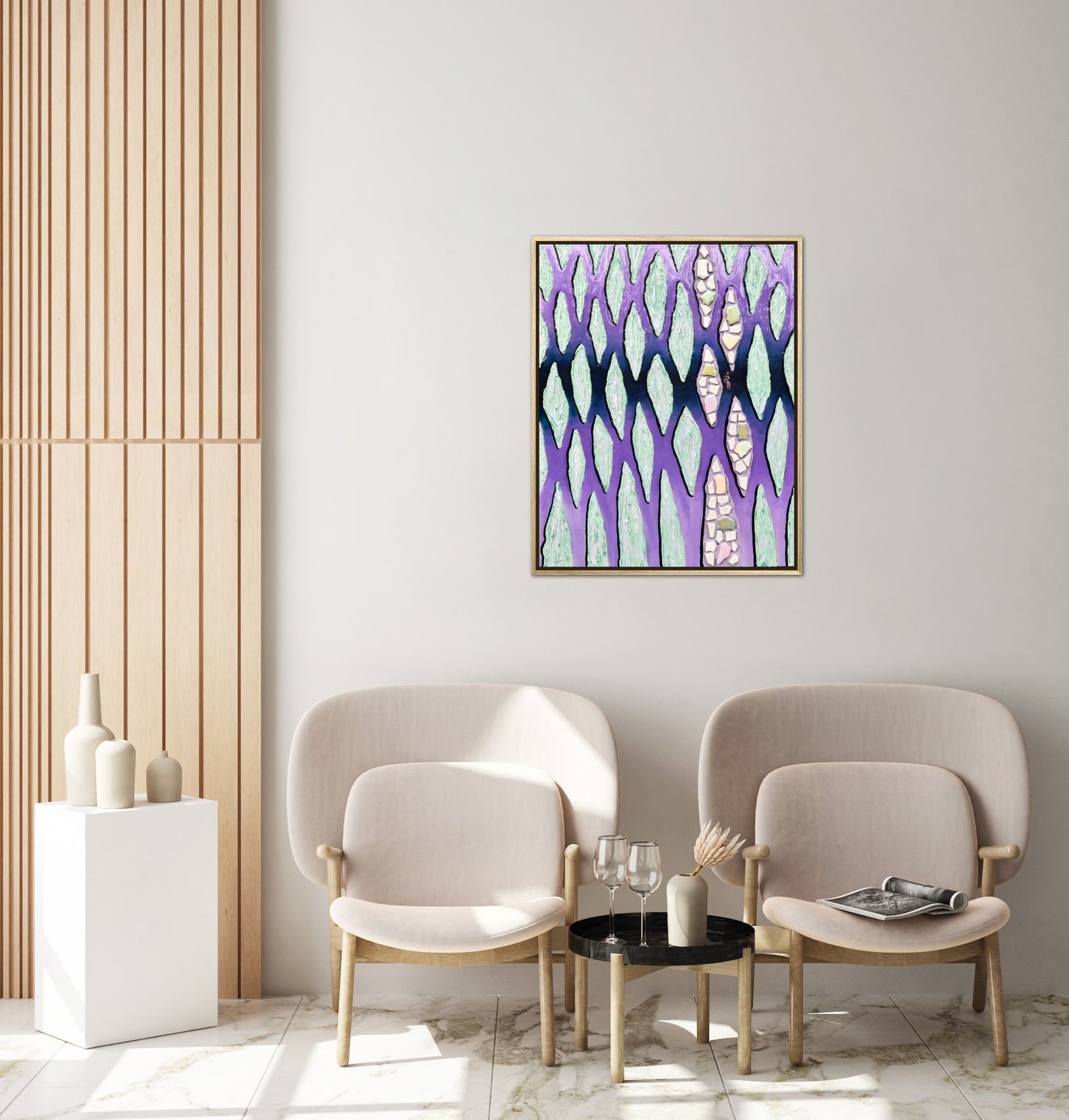 The Path Through the Darkness - 16x20in Mixed Media; Sand, Acrylic & Resin on Canvas Framed