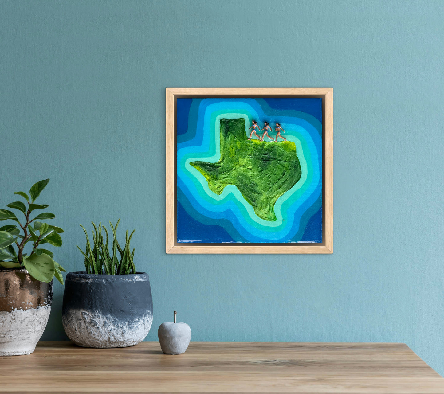 The Island of Texas: Triple the Fun! 6x6 Original Framed