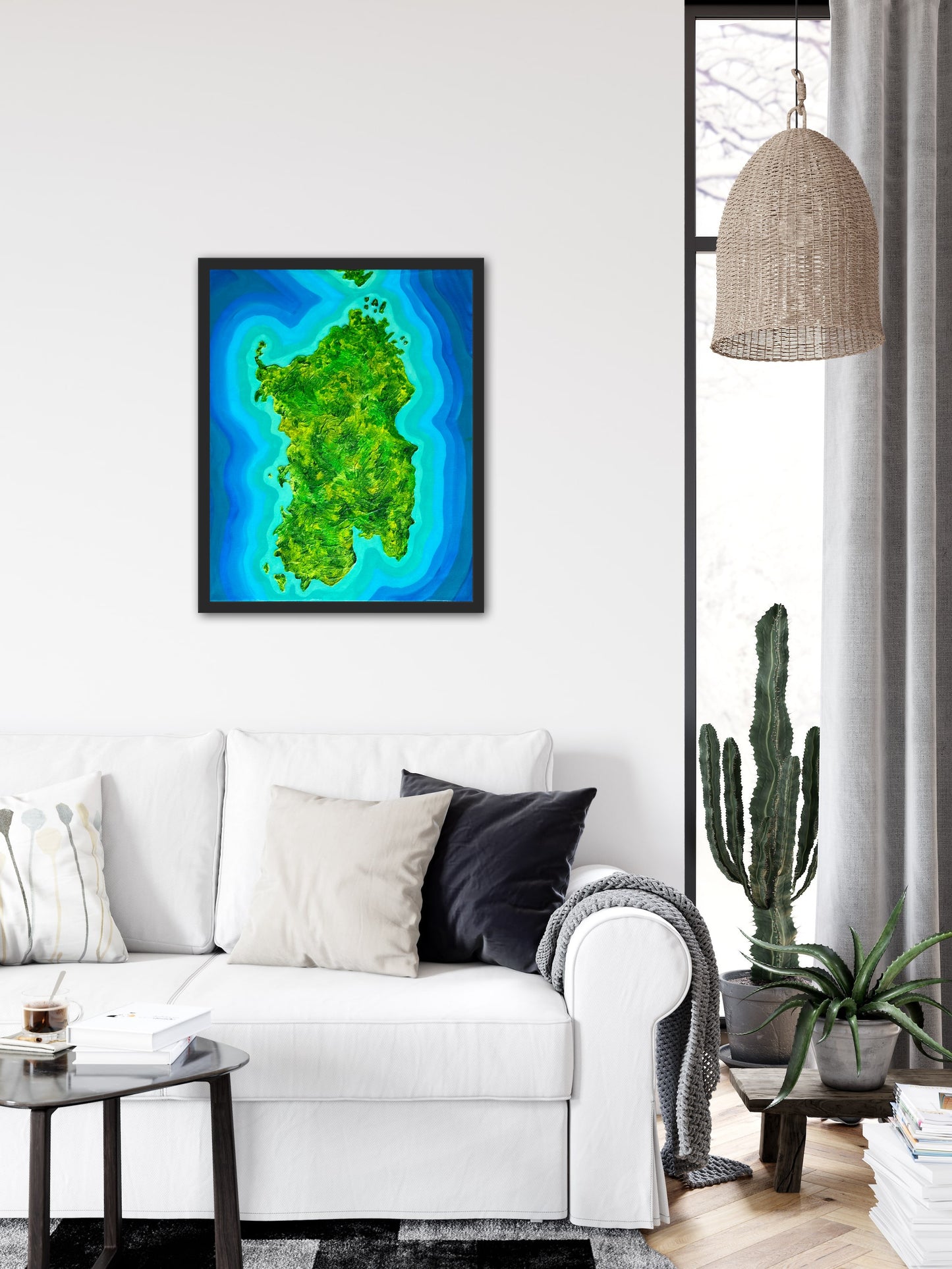 Sardinia, Italy 🇮🇹 - 16x20 Fine Art Map made with Acrylic & Resin on Canvas