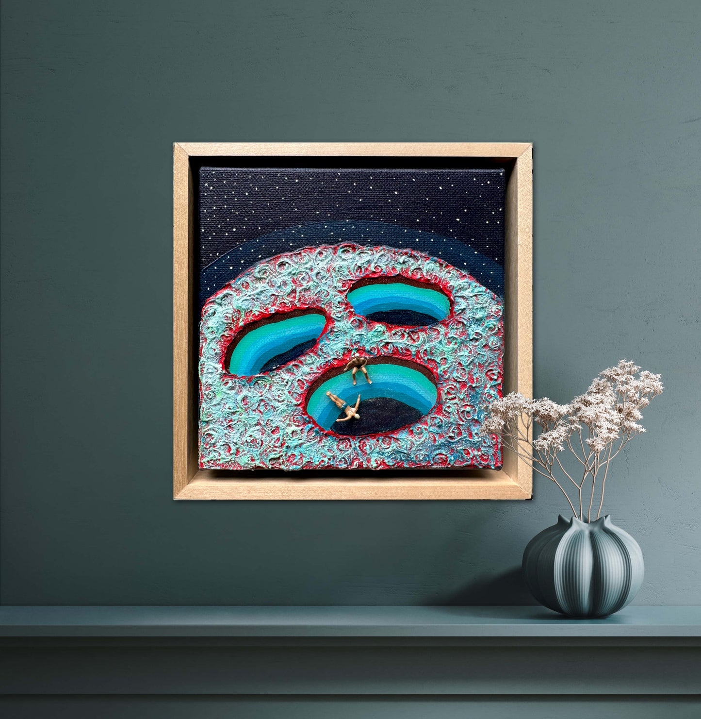 Vacation on Mars: Together Let’s Dive 6x6 Original Framed