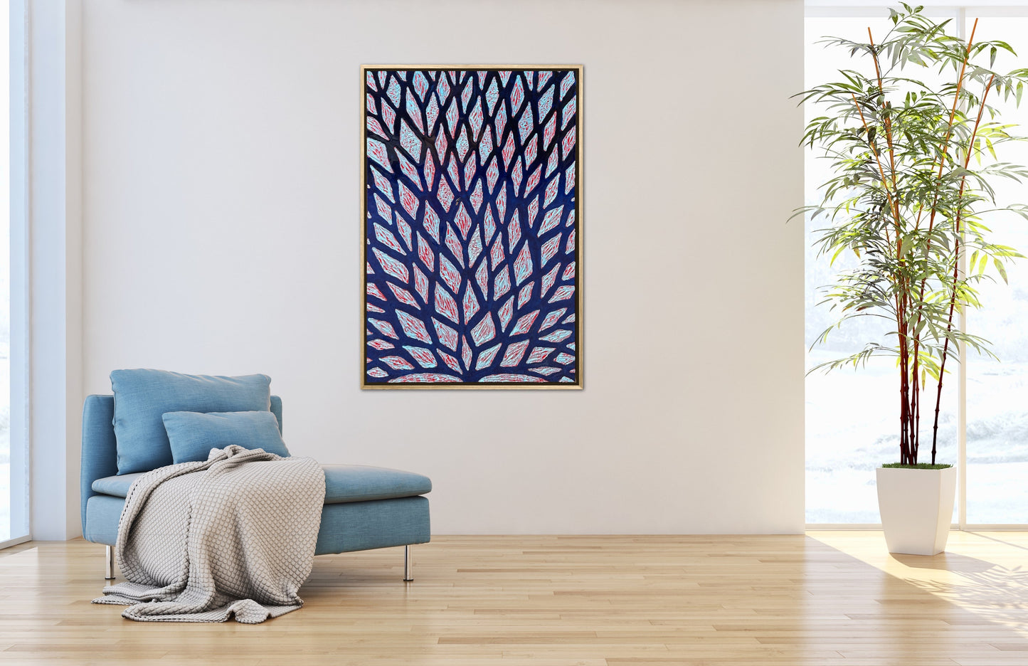The Path is Blue without You - 24x36in Mixed Media; Sand, Acrylic & Resin on Canvas Framed