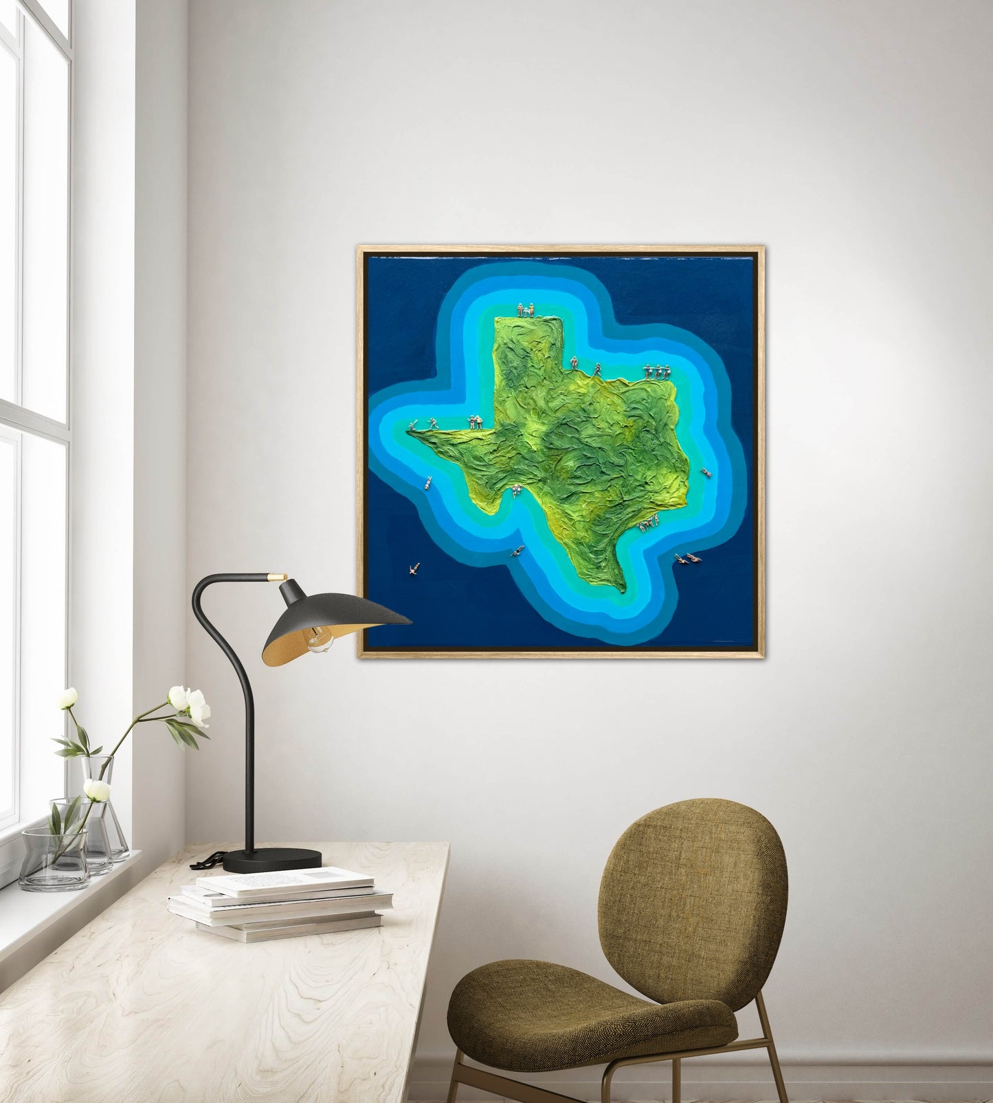 The Island of Texas 24x24in Original Framed