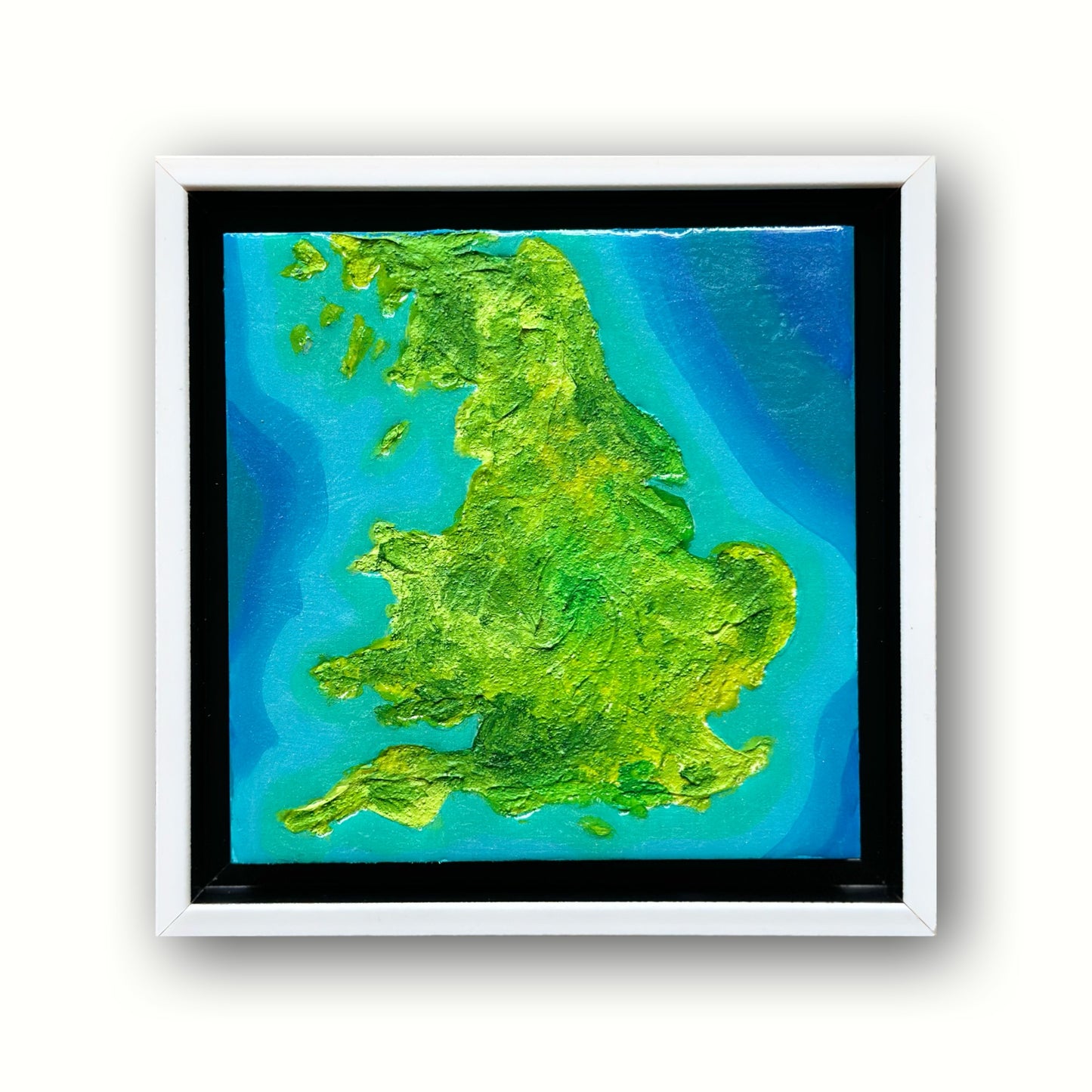 ENGLAND MINI ISLAND ART MAP - 6x6 Framed Acrylic & Resin on Wood Panel