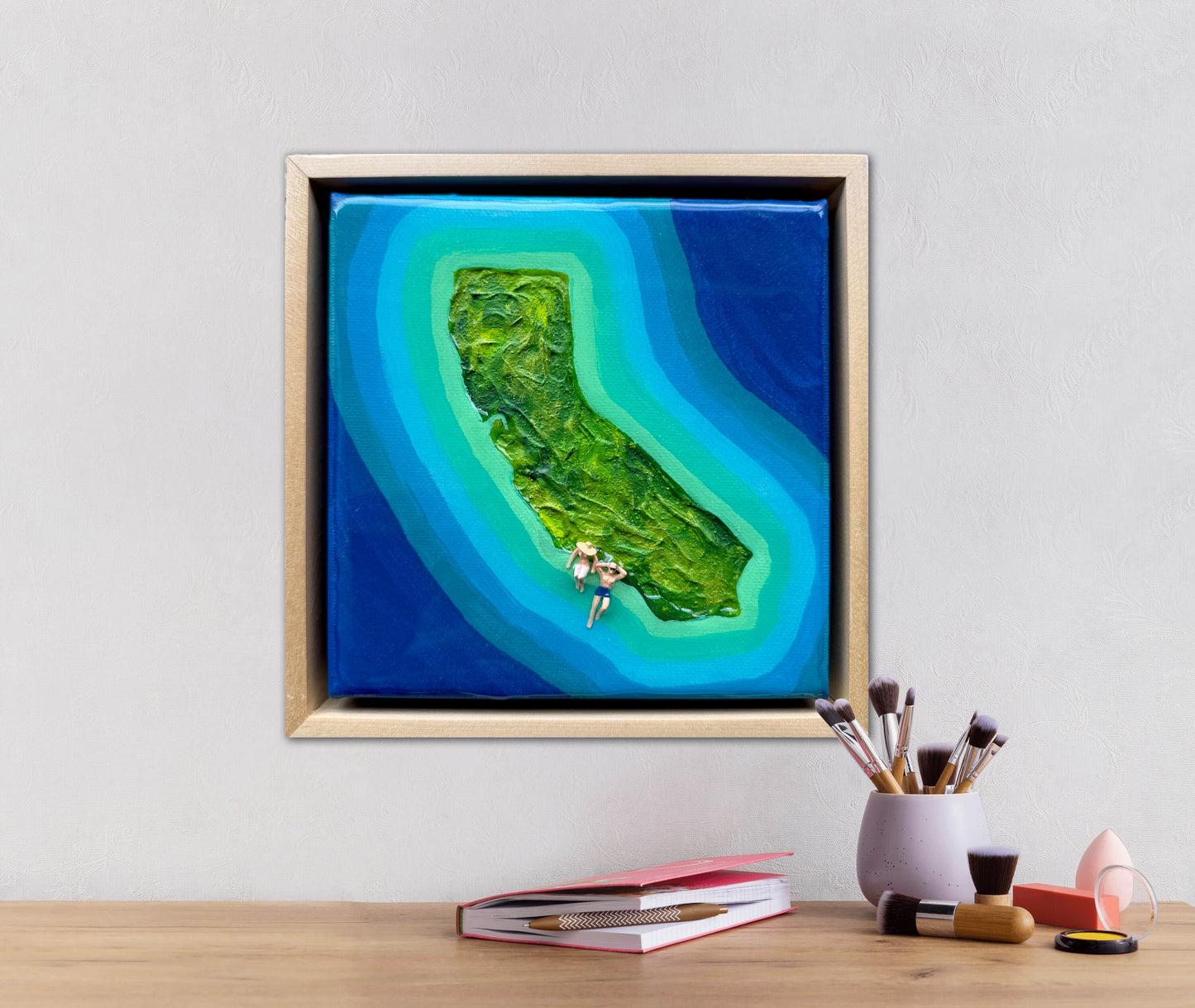 The Island of California: Just You & Me 6x6 Original Framed
