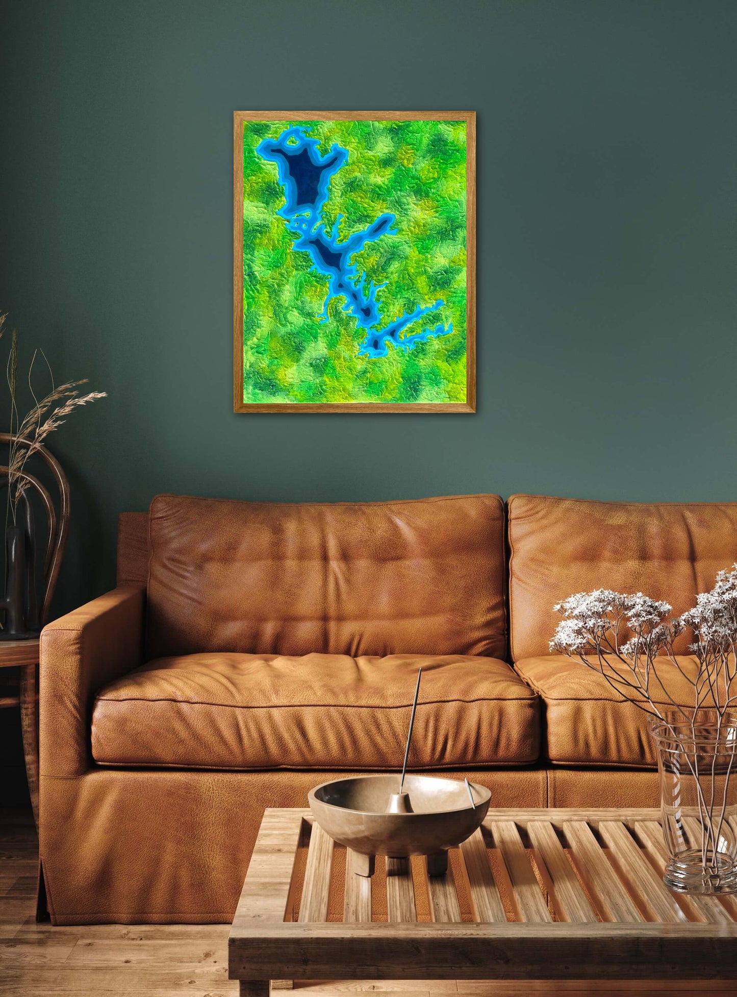 Cedar Creek Lake, Texas - 16x20 Fine Art Map made with Acrylic & Resin on Canvas