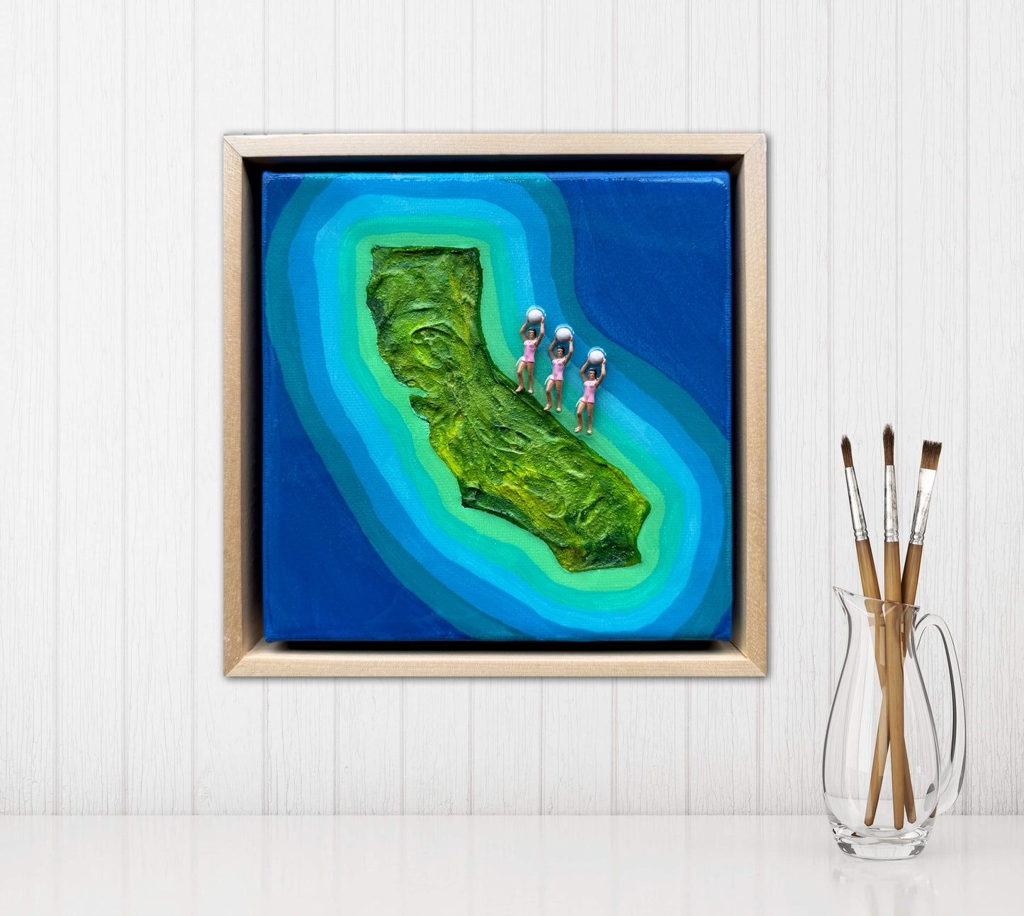 The Island of California: Girls Just Wanna Have Fun 6x6 Original Framed