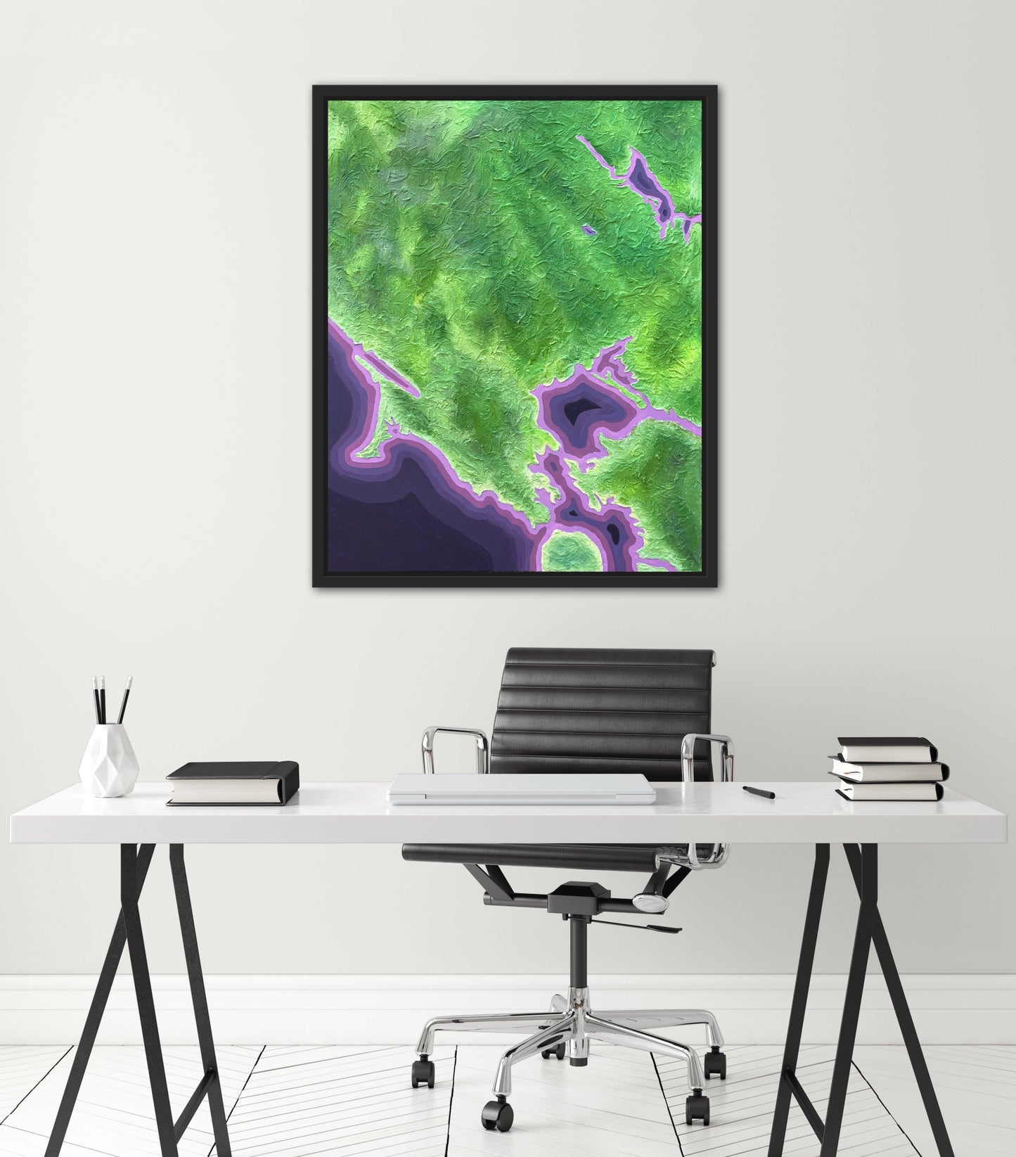 California Wine Country - 24x30in Fine Art Map made with Acrylic & Resin on Canvas Framed