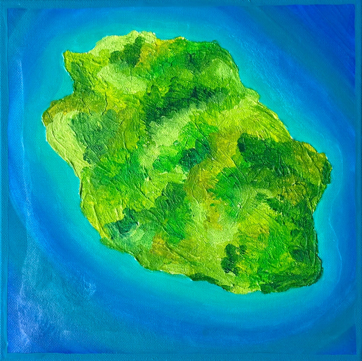 REUNION ISLAND 🇫🇷 - 12x12in Acrylic & Resin on Canvas