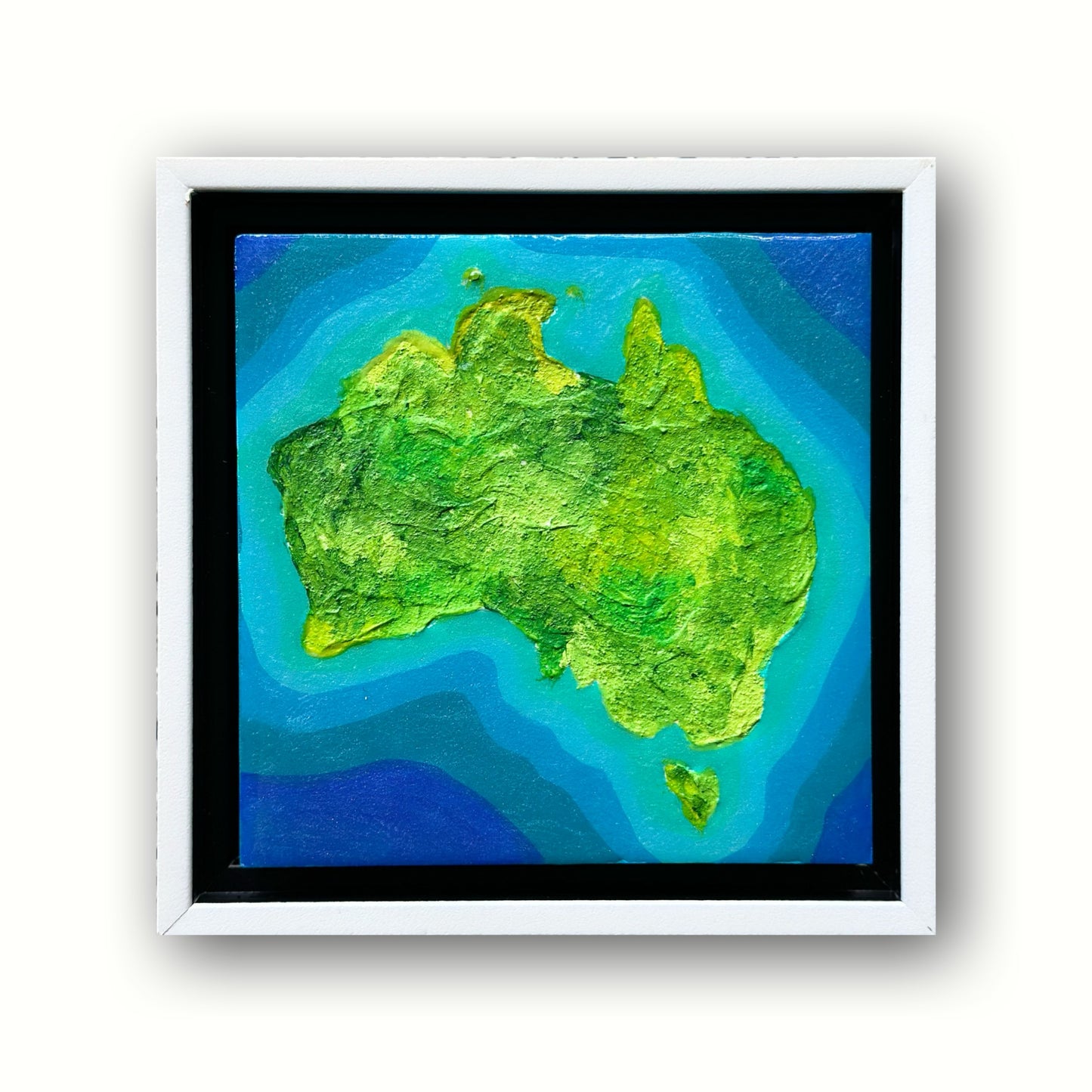 AUSTRALIA ISLAND MINI ART MAP - 6x6 Framed Acrylic & Resin on Wood Panel