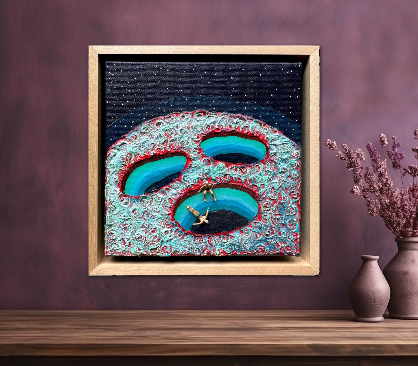 Vacation on Mars: Together Let’s Dive 6x6 Original Framed