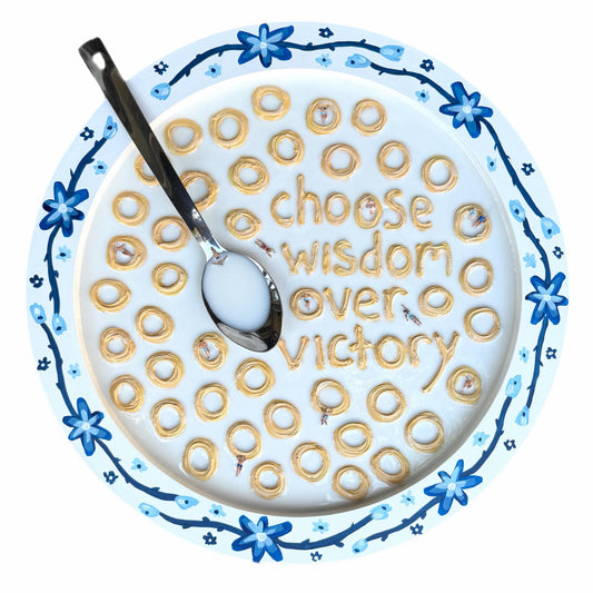 Wisdom for Breakfast: Cheerios for Goddess Athena - 20x20in Mixed Media