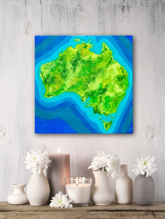 AUSTRALIA 🇦🇺 - 12x12in Acrylic & Resin on Canvas