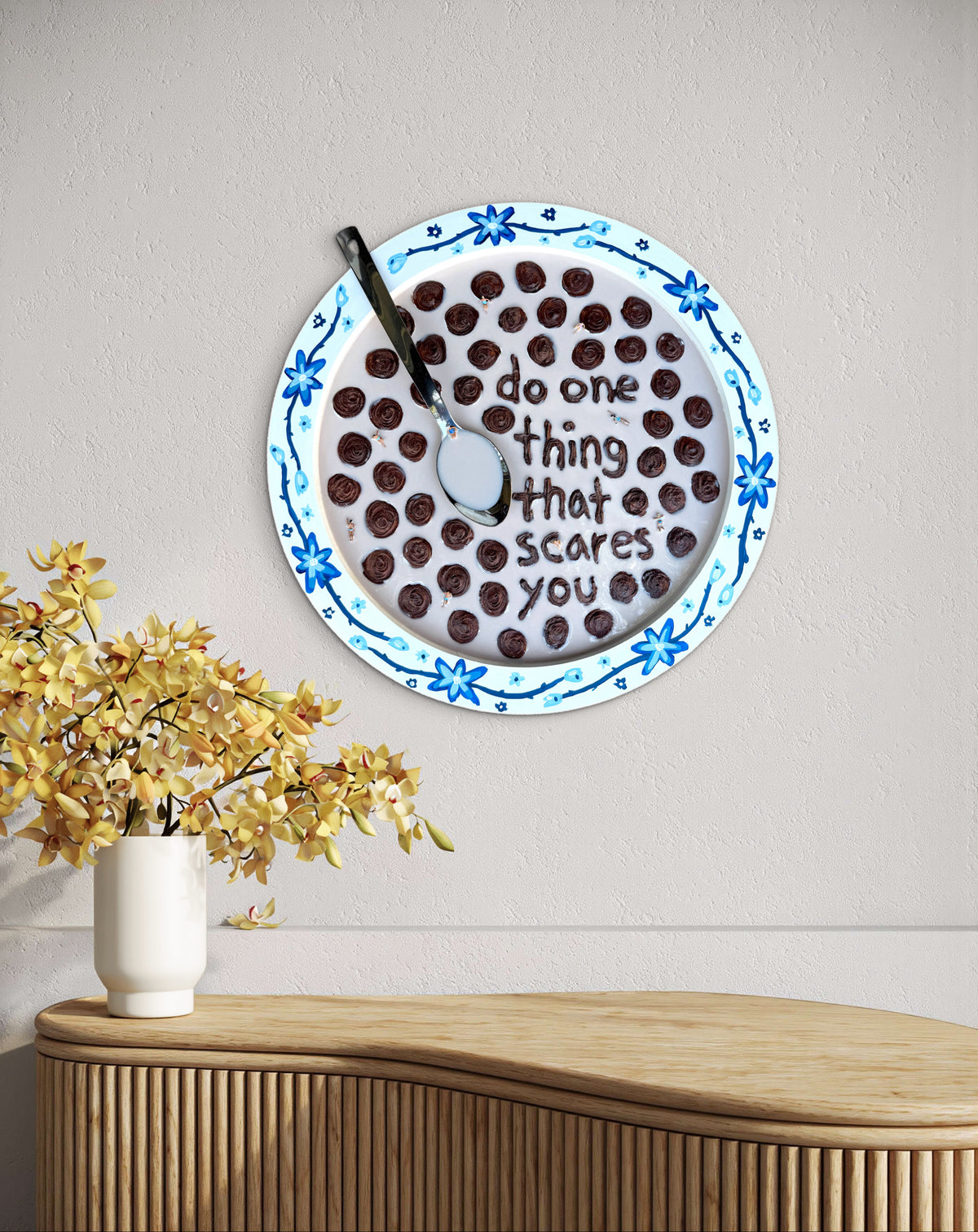 Wisdom for Breakfast: Cocoa Puffs for Eleanor Roosevelt - 20x20in Mixed Media