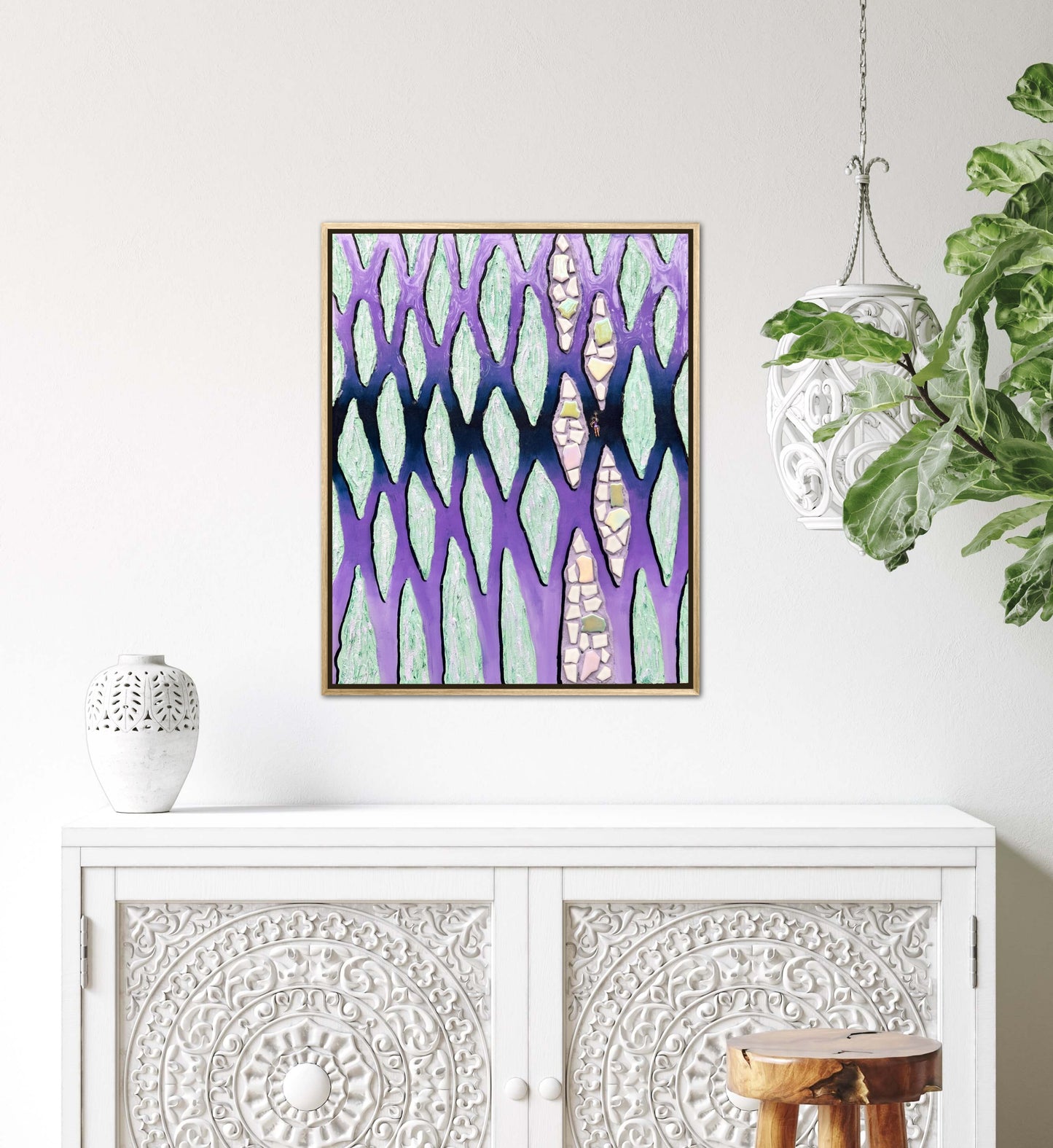 The Path Through the Darkness - 16x20in Mixed Media; Sand, Acrylic & Resin on Canvas Framed