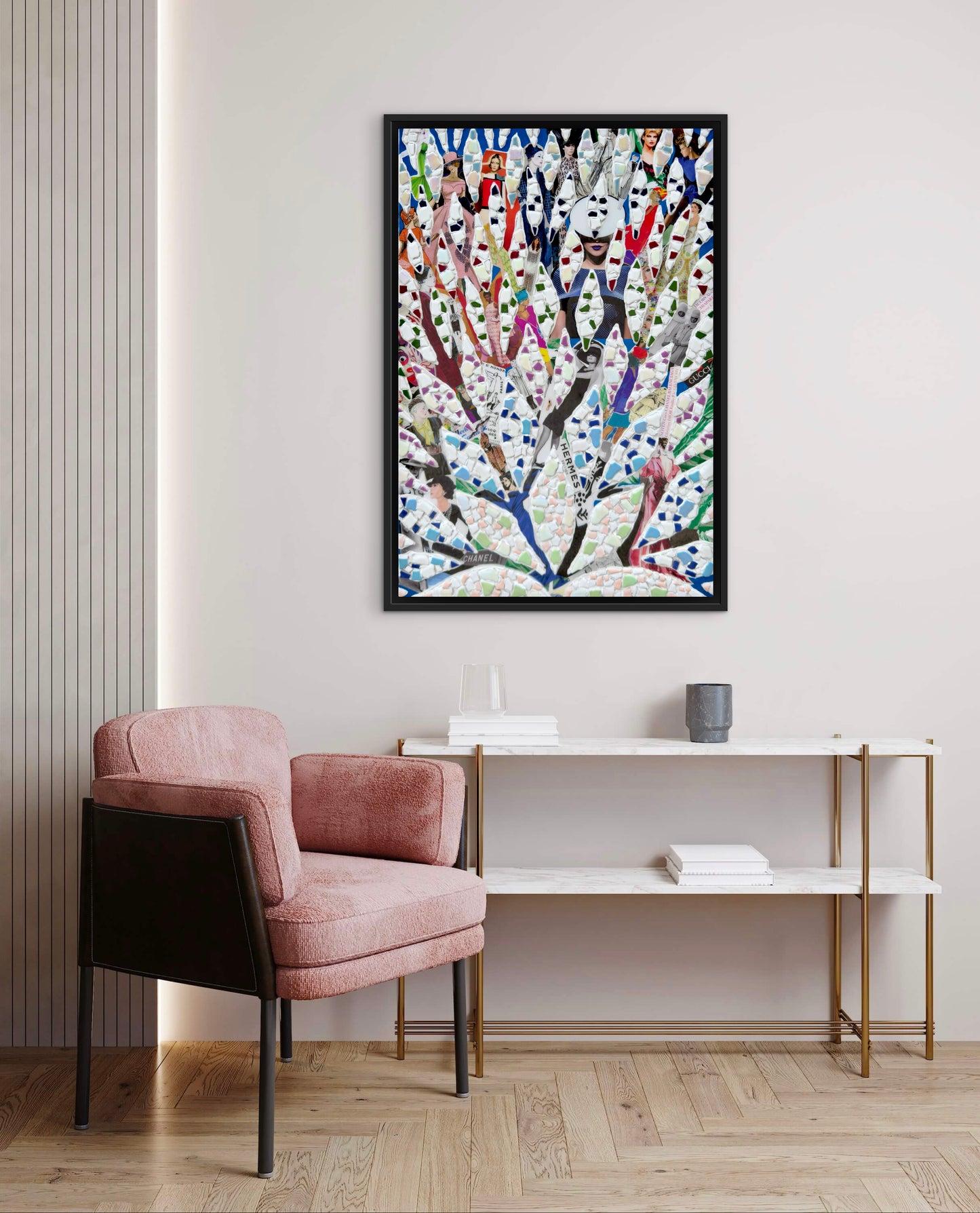 The Path to Luxury: A Century of Visionary Fashion - 24x36in Mixed Media; Sand, Acrylic & Resin on Canvas Framed
