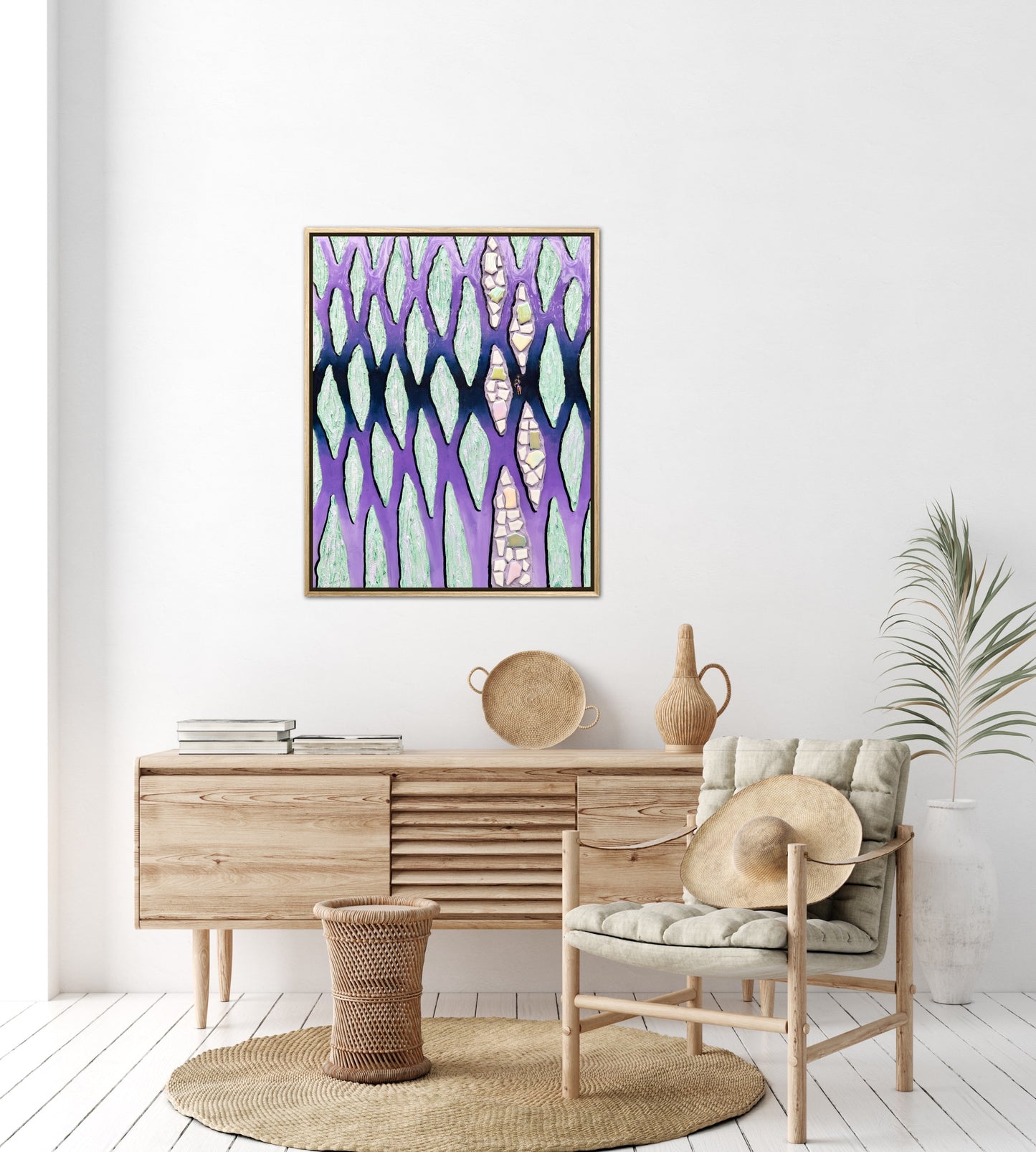 The Path Through the Darkness - 16x20in Mixed Media; Sand, Acrylic & Resin on Canvas Framed