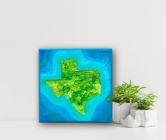 THE ISLAND OF TEXAS MINI - 6x6 Acrylic & Resin on Canvas