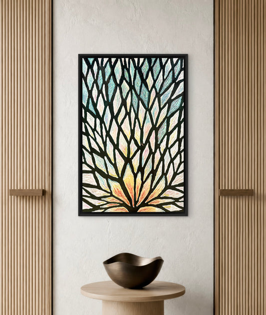 The Path of the White Lotus - 24x36in Mixed Media; Sand, Acrylic & Resin on Canvas Framed
