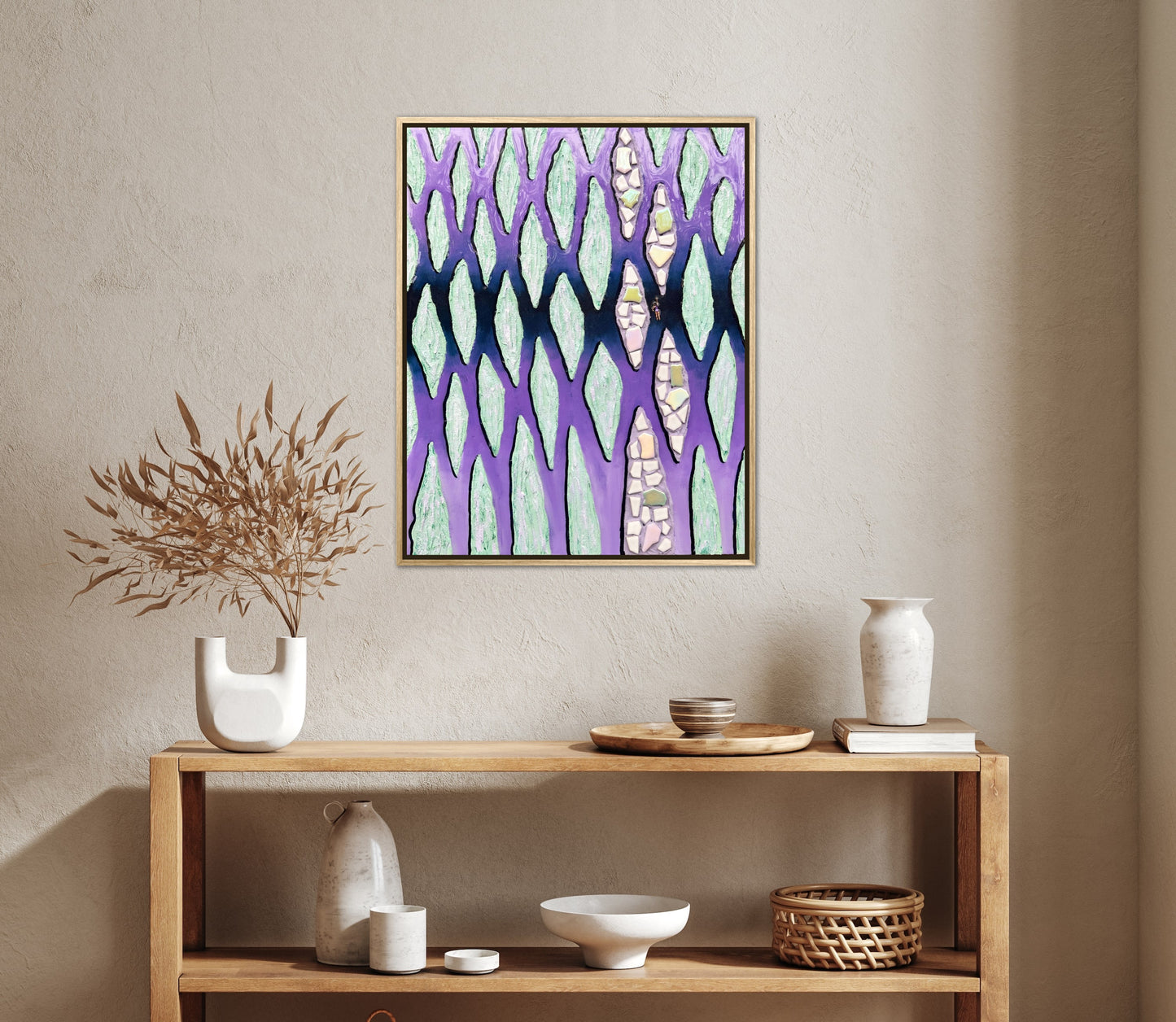 The Path Through the Darkness - 16x20in Mixed Media; Sand, Acrylic & Resin on Canvas Framed