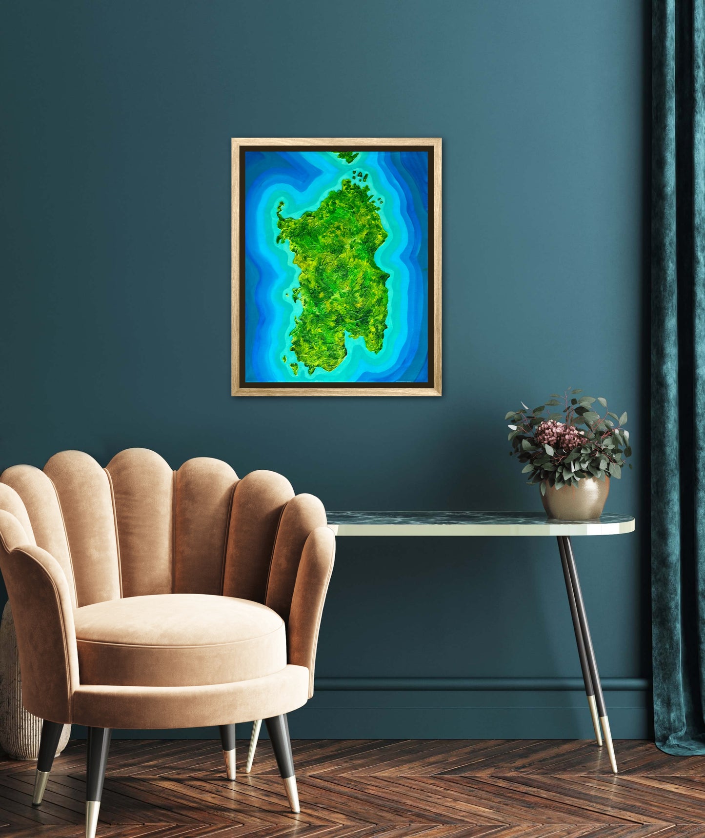 Sardinia, Italy 🇮🇹 - 16x20 Fine Art Map made with Acrylic & Resin on Canvas