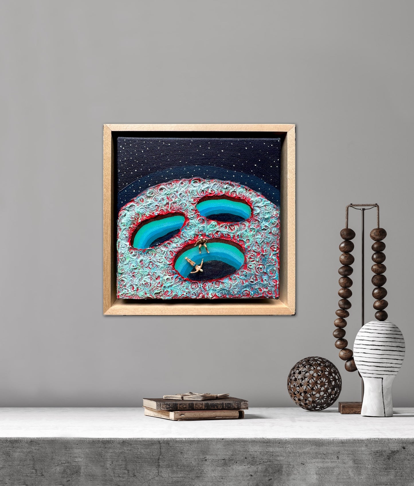 Vacation on Mars: Together Let’s Dive 6x6 Original Framed