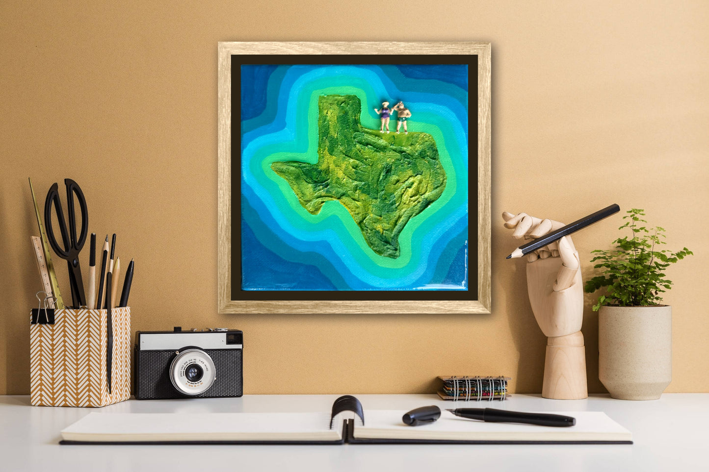 The Island of Texas: For Life 6x6 Original Framed