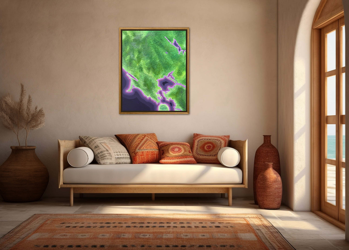 California Wine Country - 24x30in Fine Art Map made with Acrylic & Resin on Canvas Framed