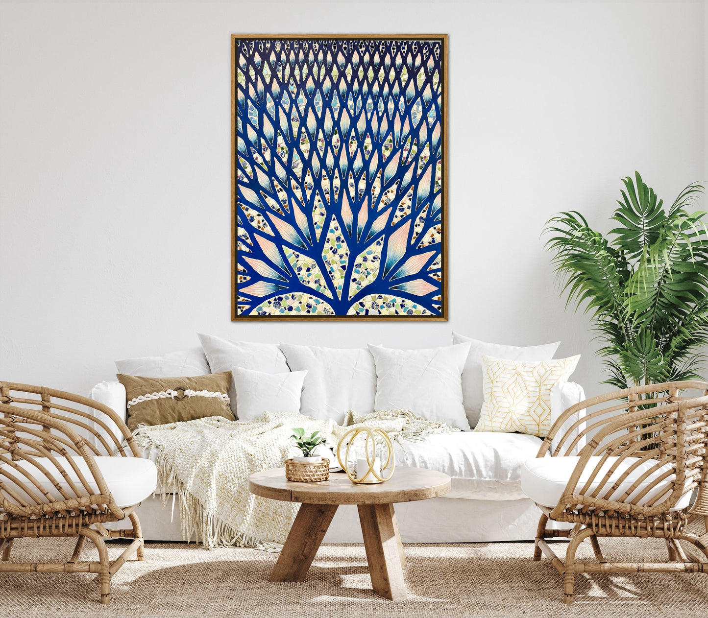 The Path to Inner Peace - 36x48in Mixed Media Textured Artwork Framed