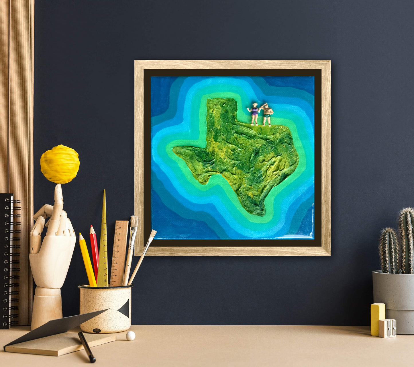 The Island of Texas: For Life 6x6 Original Framed