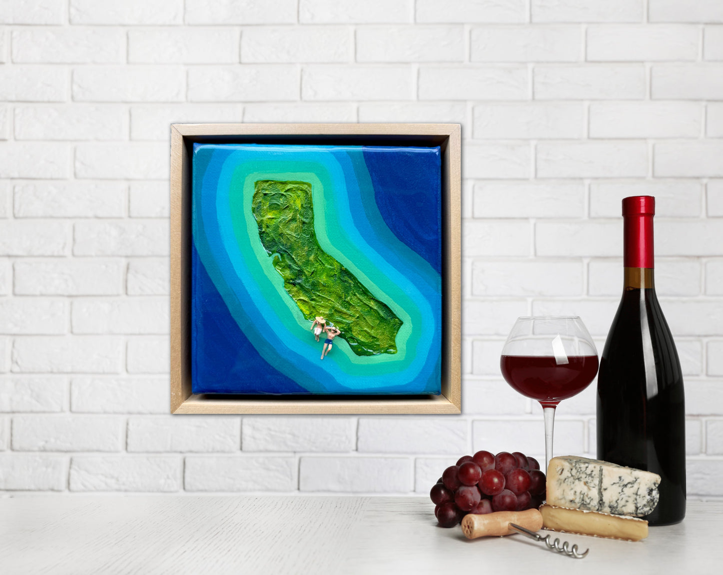 The Island of California: Just You & Me 6x6 Original Framed