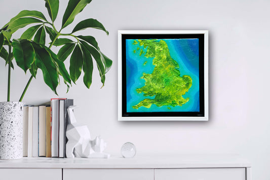 ENGLAND MINI ISLAND ART MAP - 6x6 Framed Acrylic & Resin on Wood Panel