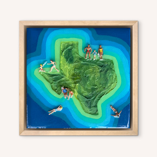 The Island of Texas: Better Together 6x6 Original Framed