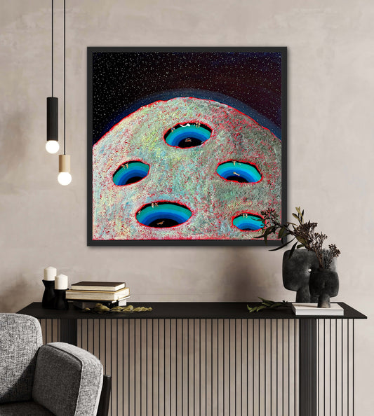Vacation on Mars 24x24in Original Framed - Featured in Colossal Magazine