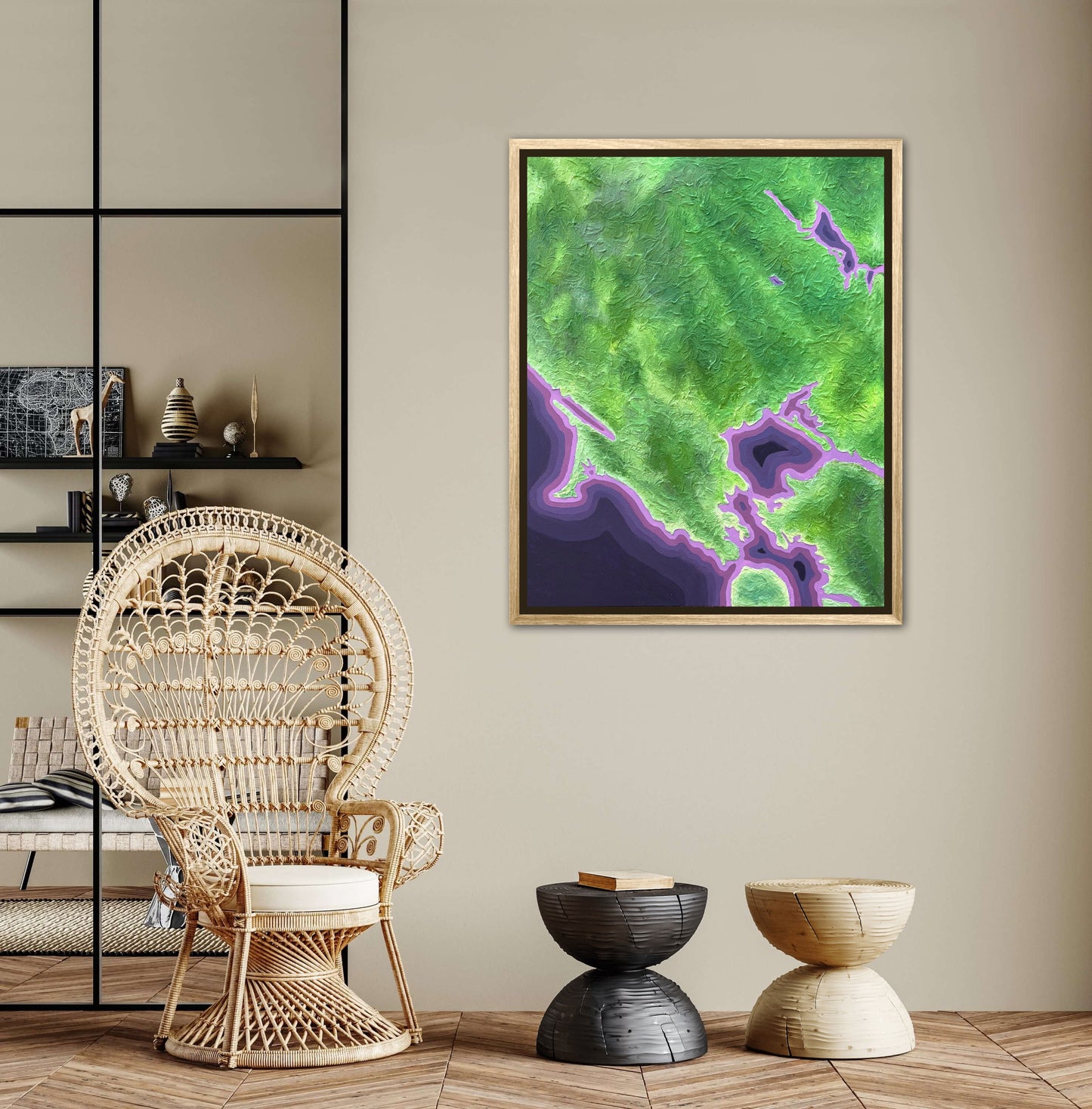 California Wine Country - 24x30in Fine Art Map made with Acrylic & Resin on Canvas Framed