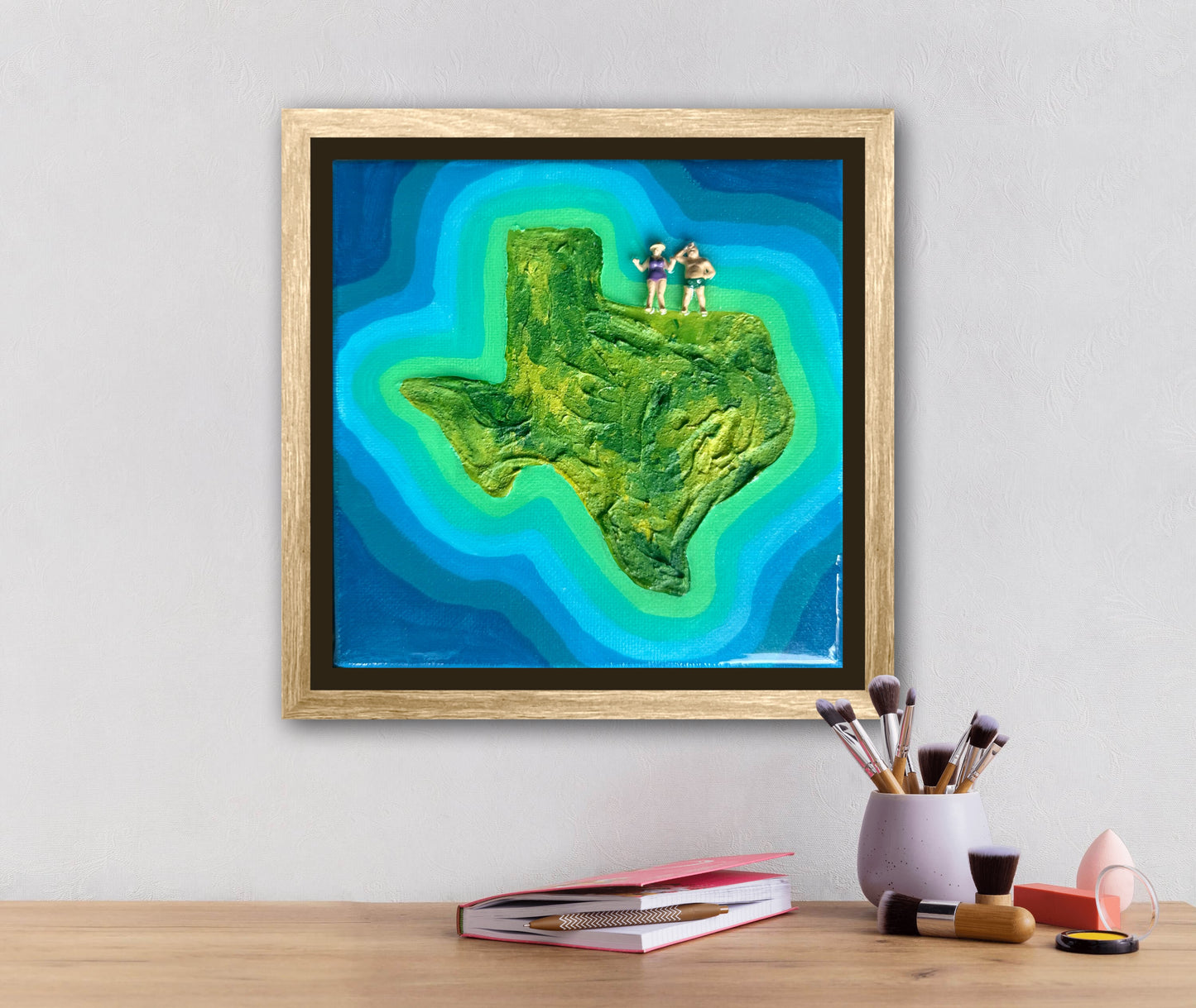The Island of Texas: For Life 6x6 Original Framed